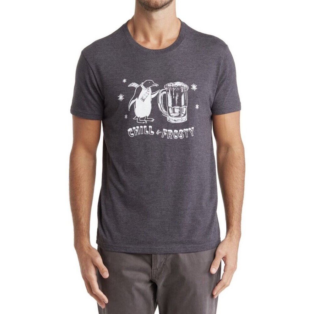 NWT Men's Lucky Brand S/S Gray Chill & Frosty Graphic Tee T-Shirt Sz Medium